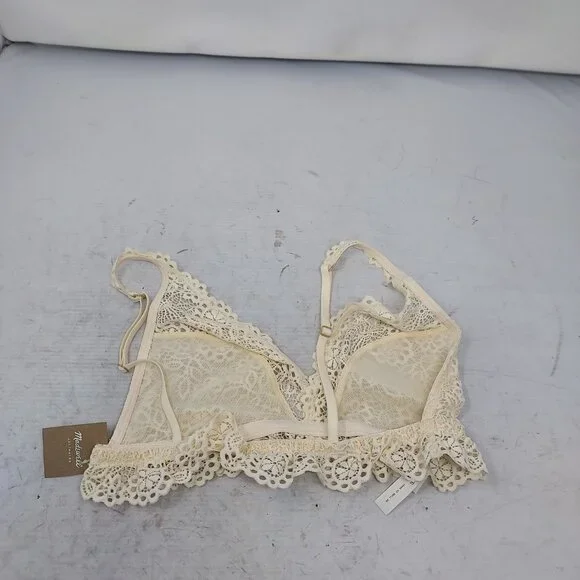 MADEWELL Cream Beige Eyelet Lace Nichole Pull-On Bralette Bra - Picture 3 of 5